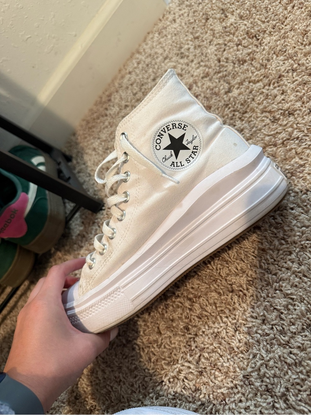 Converse White High-Top Platform Canvas Sneakers - Picture 3 of 4